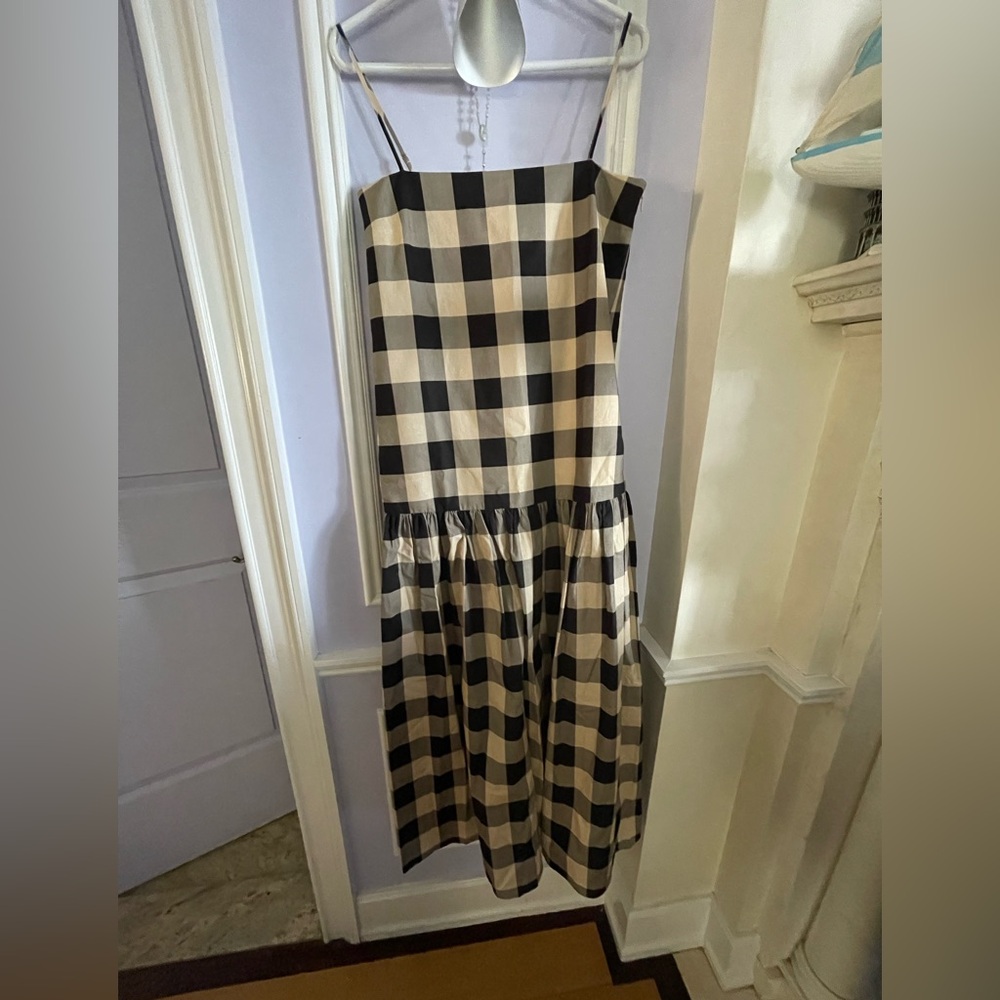 SER.O.YA Black and Cream Plaid Midi Dress